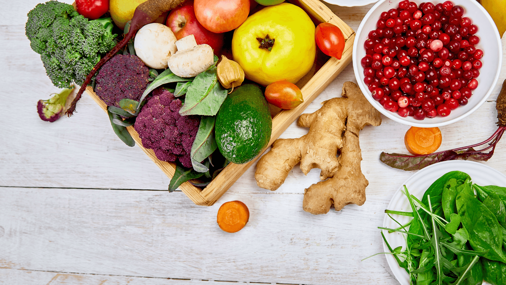 A platter of superfoods that a dog can eat